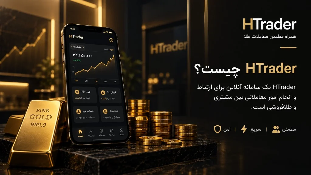 نمای برنامه HTrader همراه با طلا